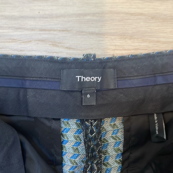 Theory size six blue brocade pants - Picture 2 of 4